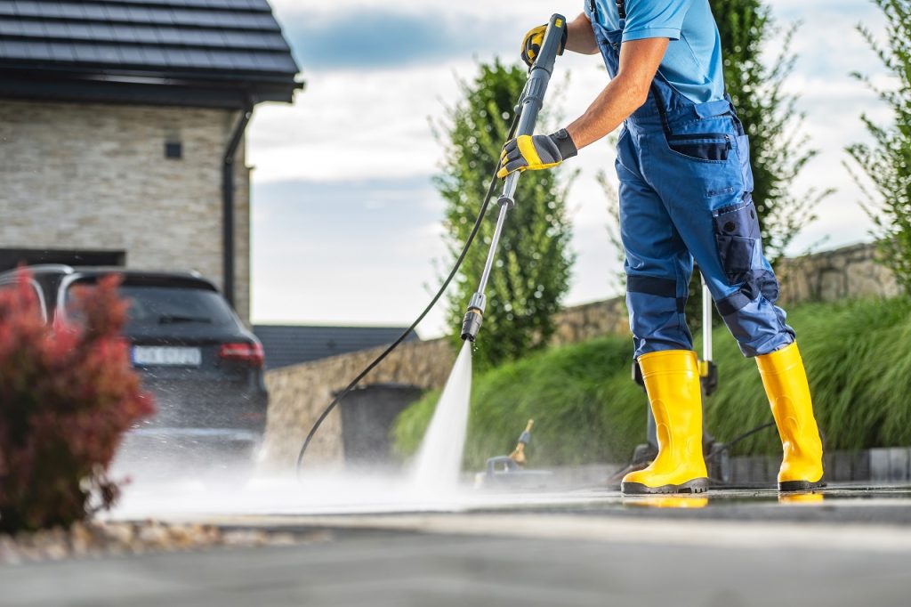 pressure washing concrete driving